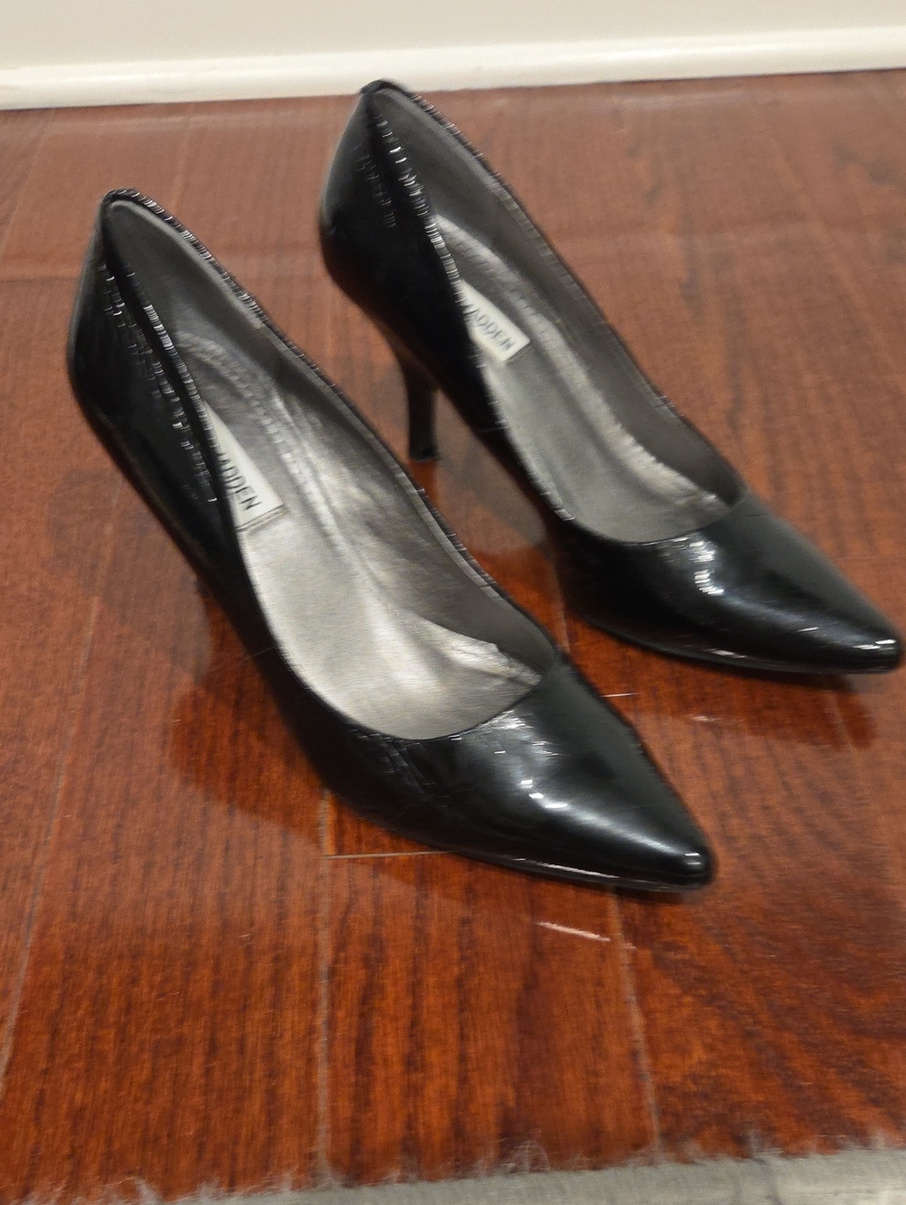 Steve Madden Black Patent Pointed-Toe Heels